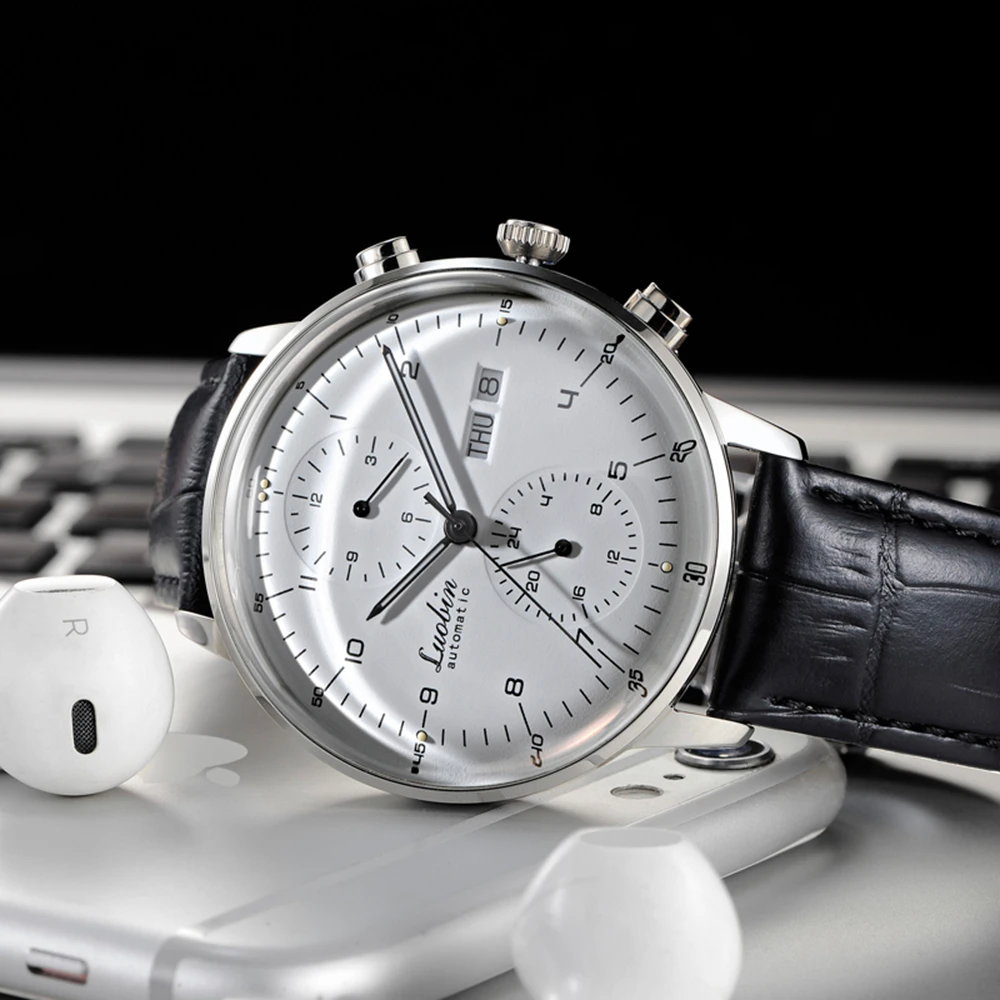 Luobin-メンズ自動機械式時計,ファッショナブルな腕時計,高級品,42mm 