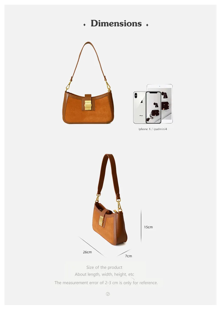 Autumn New Niche Design Lock-locking Sand Small Square Underarm Bags Shoulder Slanted Cowhide Tide Bag