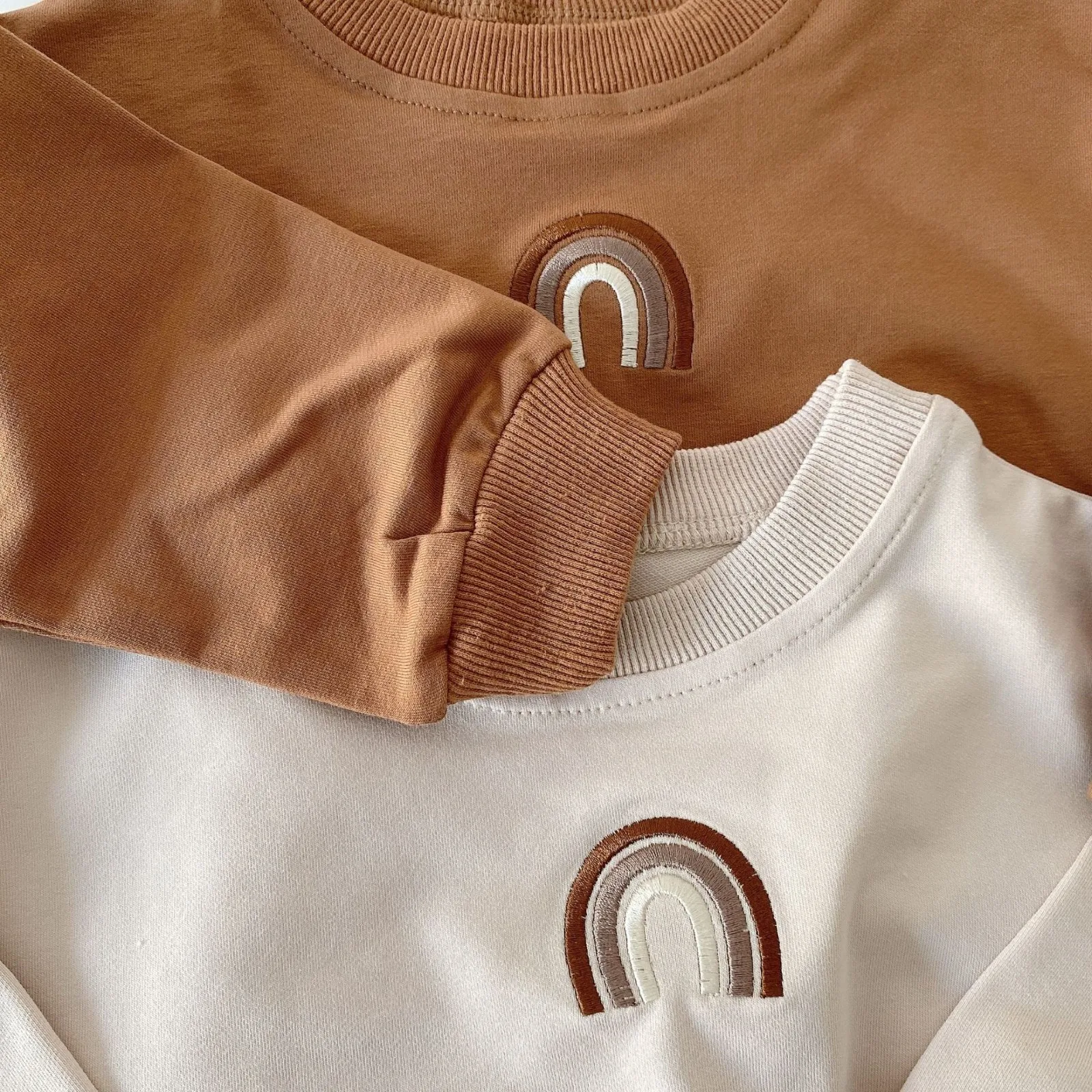 Spring Clothes Baby Boys Rainbow T-shirts Toddler Girls Tops Long Sleeve Embroidery T-shirt Outfits Fashion