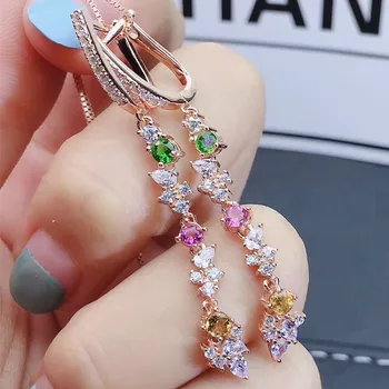 

Natural tourmaline hoop earring 0.5ct*2pcs gemstone Free shipping 925 sterling silver Fine jewelry #R99108