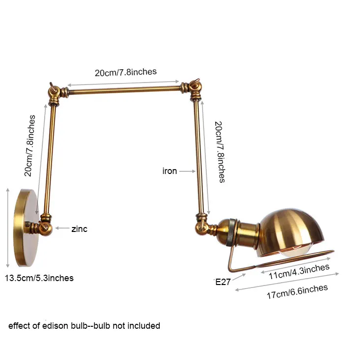 antigo bronze arandelas de parede longo braço oscilante ajustável arte deco imagem luz industrial braços ferro forjado iluminação