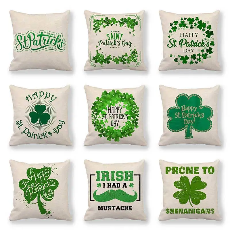 45 см * St. Patrick'sDay зеленый лист дизайн лен/хлопок Пледы Подушки Чехлы ДИВАНЕ
