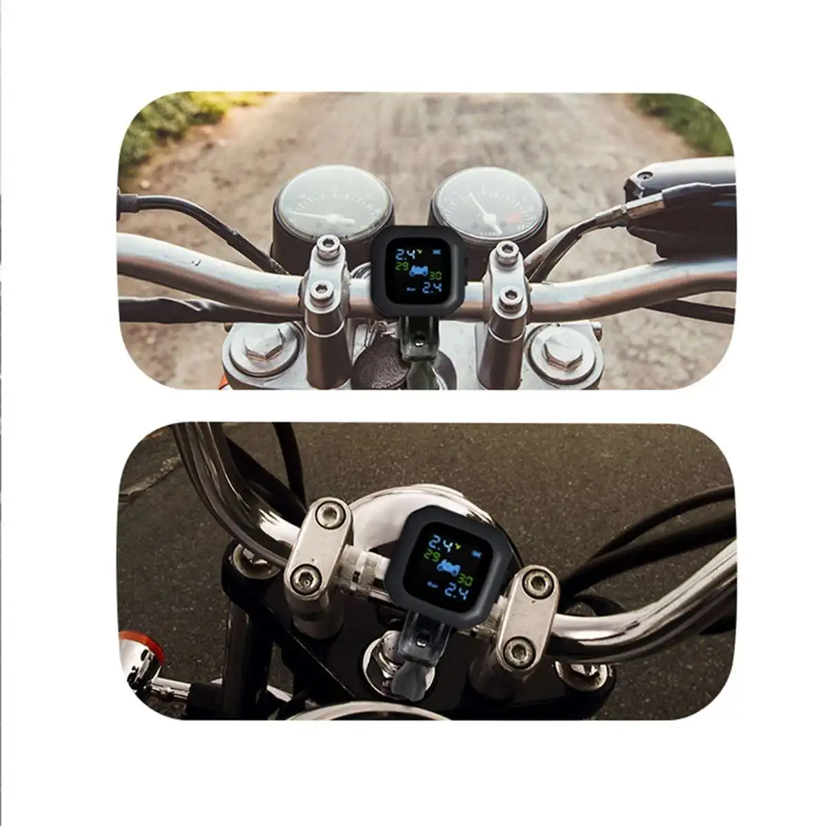 Система контроля давления в шинах мотоцикла TPMS lcd+ 2 внешних датчика беспроводной мотоцикл внешние датчики шин