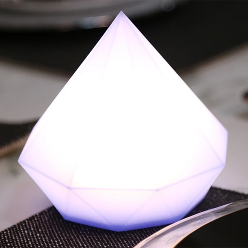 Creative Silicone Led Colorful Diamond Night Light USB Charging Pat Light for Home Bedside Decor Xmas Children Birthday Gift