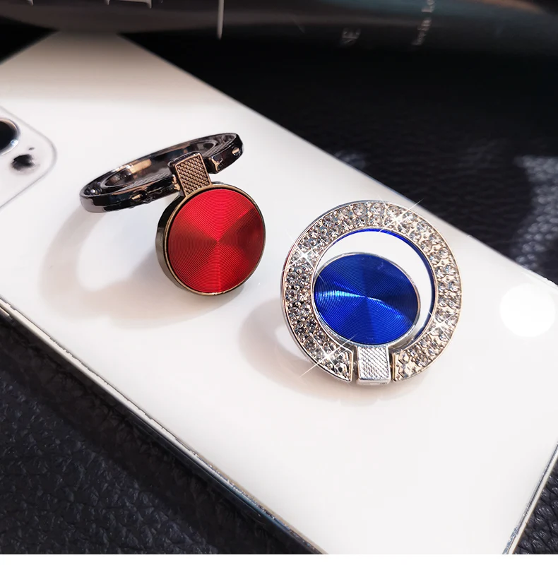 Crystal Round Phone Finger Ring Holder For iPhone Redmi Samsung Thread Metal Grip Rotation Cellphone Stand Mount Bracket car mount phone holder