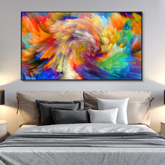 Canvas Painting Rainbow Colors - Colorful Abstraction With a