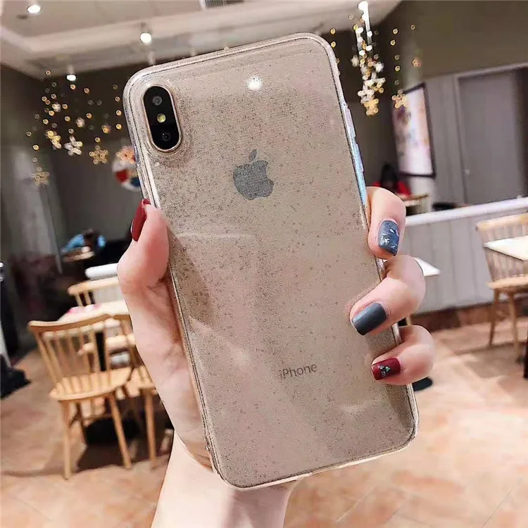 

For IPhone XMAX XR Crystal Clear Cover Transparent Soft TPU Cases for IPhone 8 7 6S 7P 8 Plus Caqas TPU Glitter Anti-Knock Case