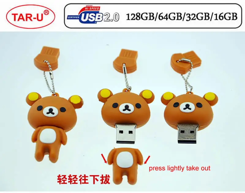 best pen drive brand Cartoon 64GB cute Bear personality USB Flash Drive 4GB 8GB 16GB 32GB Pendrive USB 2.0 Usb stick usb 3.1 flash drive