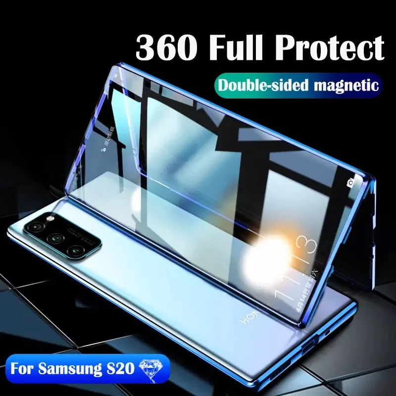 Магнитный чехол для Samsung Galaxy S9 S8 S20 Ultra S10 Plus S10e двухсторонний закаленное стекло