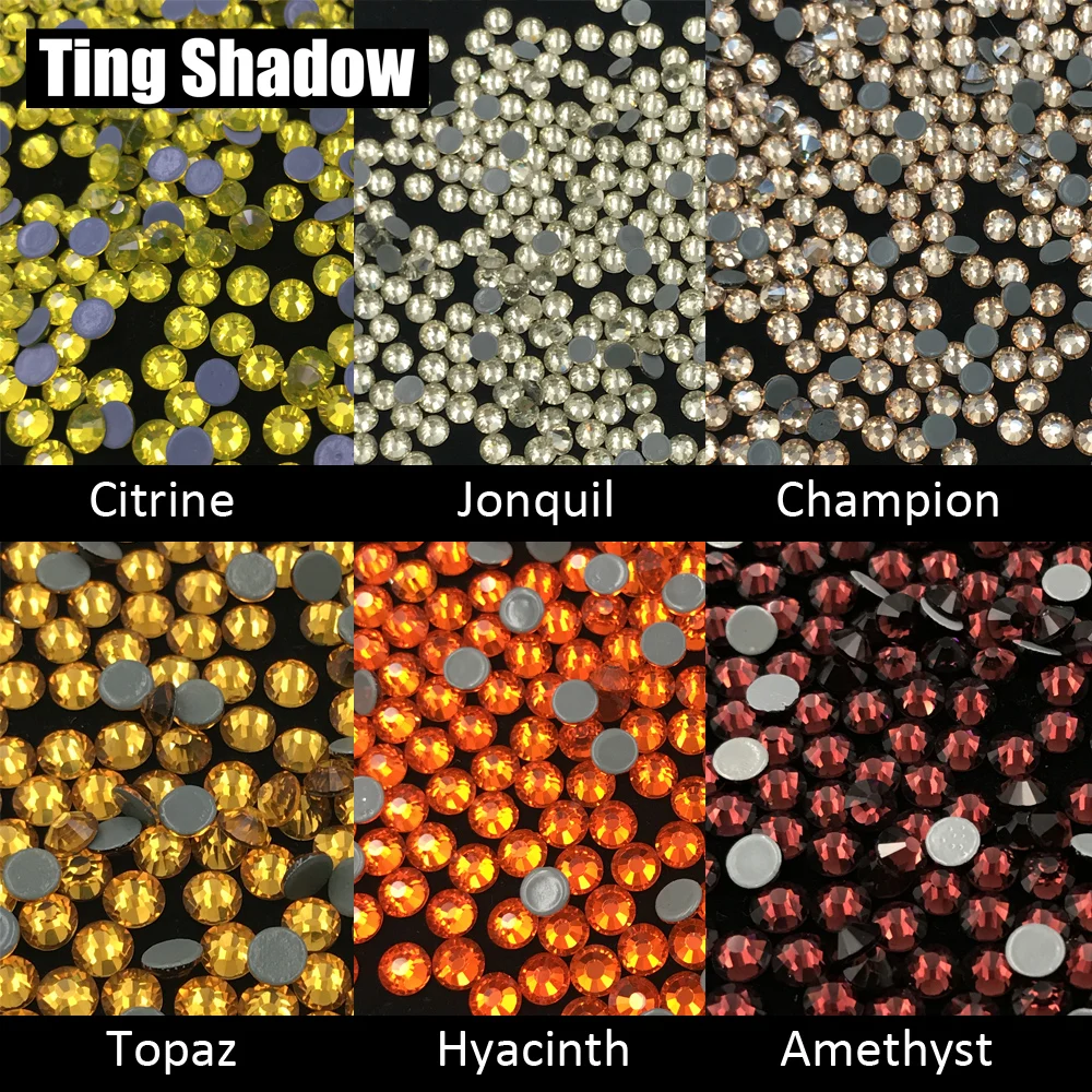 Цитрин Топаз Аметист гиацинт Flatback горячей фиксации стеклянные кристаллы стразы