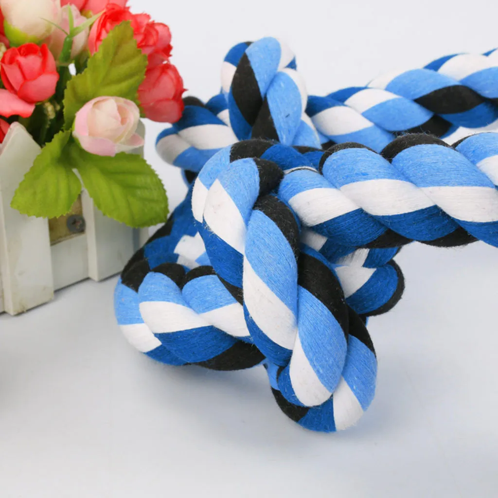 Двойная веревка для укуса, молярная чистка зубов, устойчивая к укусам, игрушки для домашних животных, тренировочная игра и хлопковая веревка, игрушка для собак, три размера