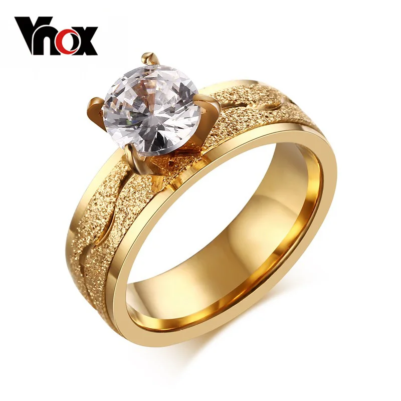 Fashion Engagement Ring For Women Dull Polish Stainless Steel Wedding