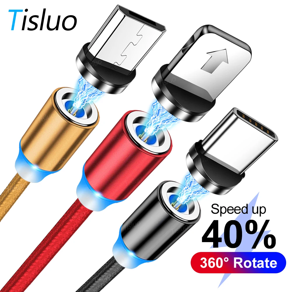 Tisluo Magnetic Charger Cable Fast Charging Micro USB Type C Cable For iPhone Xiaomi Samsung Huawei 1M Mobile Phone Magnet Wire