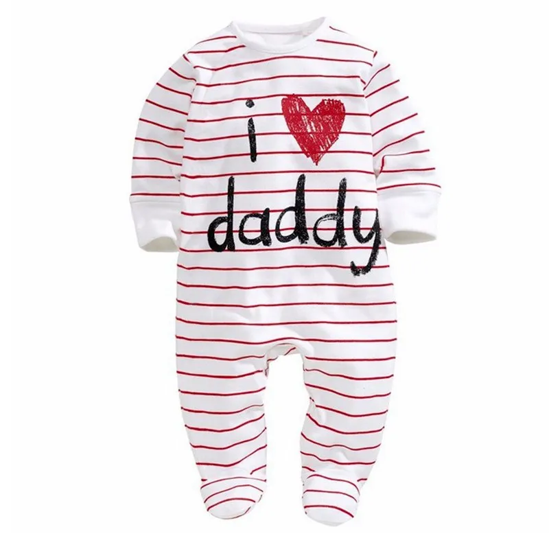 daddy1 Для маленьких детей Одежда для мальчиков зимняя куртка с белым в полоску длинные рукава Новорожденные Для мальчиков и девочек Ползунки, комбинезоны, одежда для детей 0-3 лет, 6, 9, 12 месяцев - Цвет: daddy1