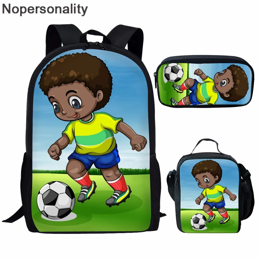 

Nopersonality 3Pcs/Set Kids Backpack Boys School Supplies African Soccer Boys Elementary Primary School Bag Teenager Bagpack