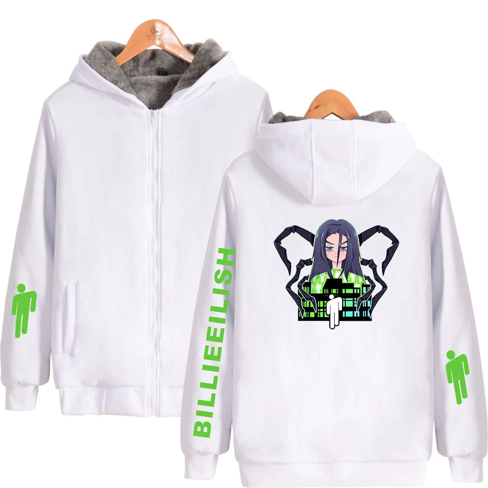 Толстовка с капюшоном Billie Eilish, очень теплое пальто, зимняя куртка на молнии в стиле Харадзюку, уличная одежда унисекс, негабаритных размеров