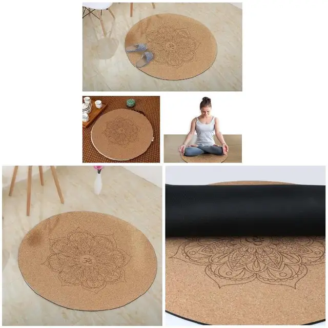 Yoga Mat Little Round Cork Rubber 60x60cmx3mm Non Slip Yoga Cushion Meditation Cushion Pad Pilates Pad for Home Outdoor YS-BUY 4