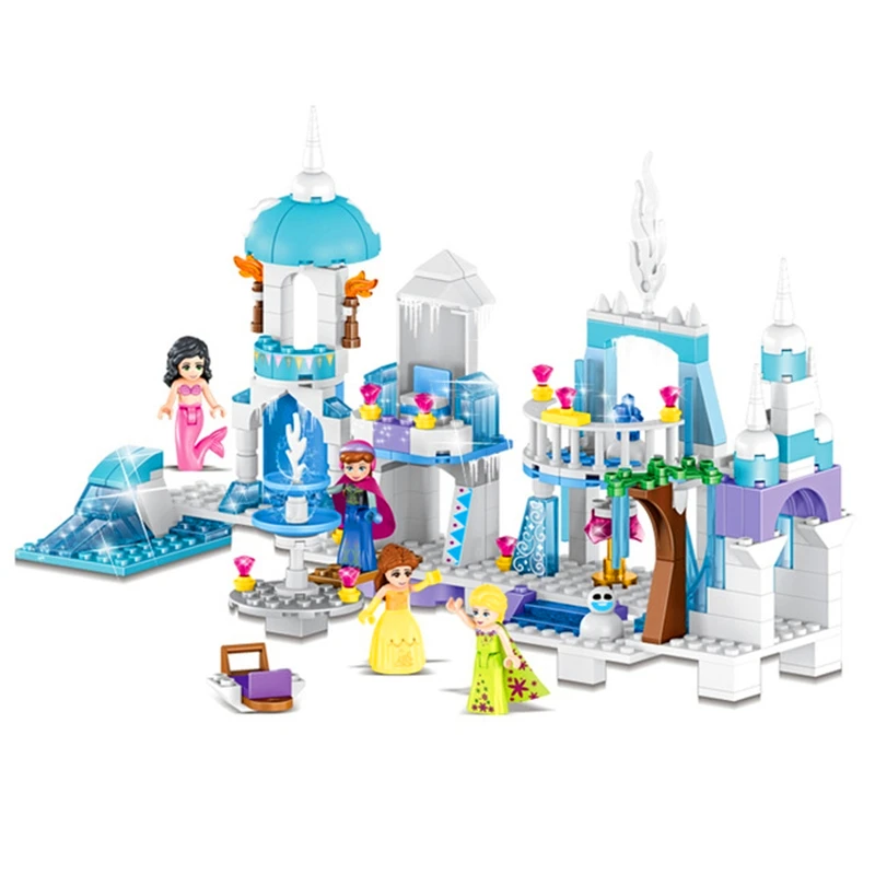 LELE 37024 4 в 1 принцесса Русалка Эльза Анна ледяной замок модель строительные блоки Кирпич совместимы Playmobil игрушки для детей