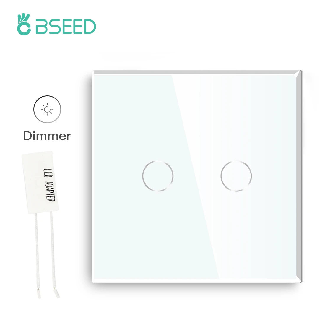 Bseed Dimmer 2 Gang 1 Way Eu Standard Touch Led With Crystal Glass