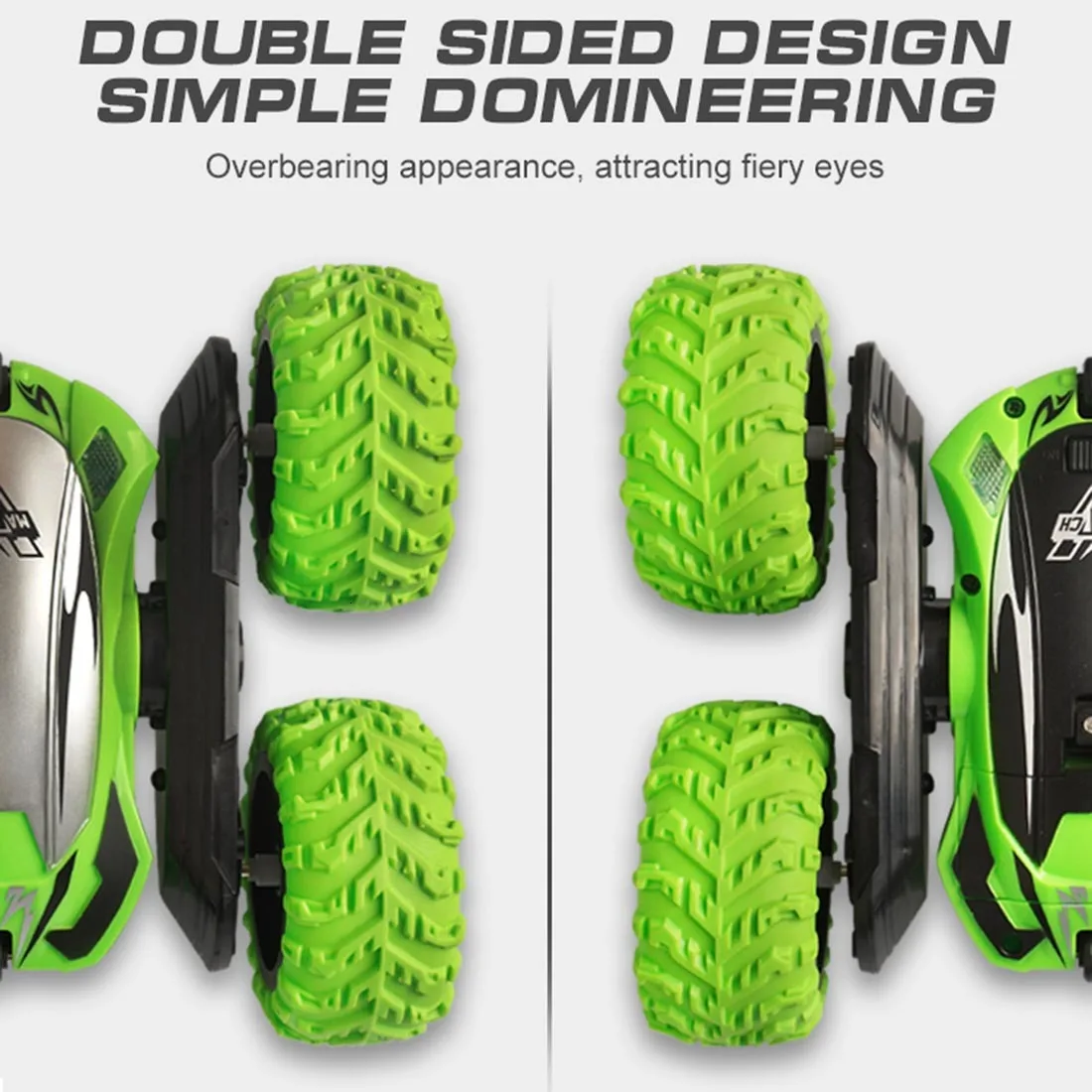 2.4G 4WD Remote Control Car 360° Rotation Climbing Car RC Stunt Double Side Car- Green