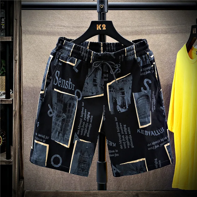 Precio Especial Pantalones cortos informales para hombre, Shorts con estampado, cortos, holgados, transpirables, con cordón, cintura elástica, para playa, finos, de talla grande, S-4XL, 2019 wGw1LKrl