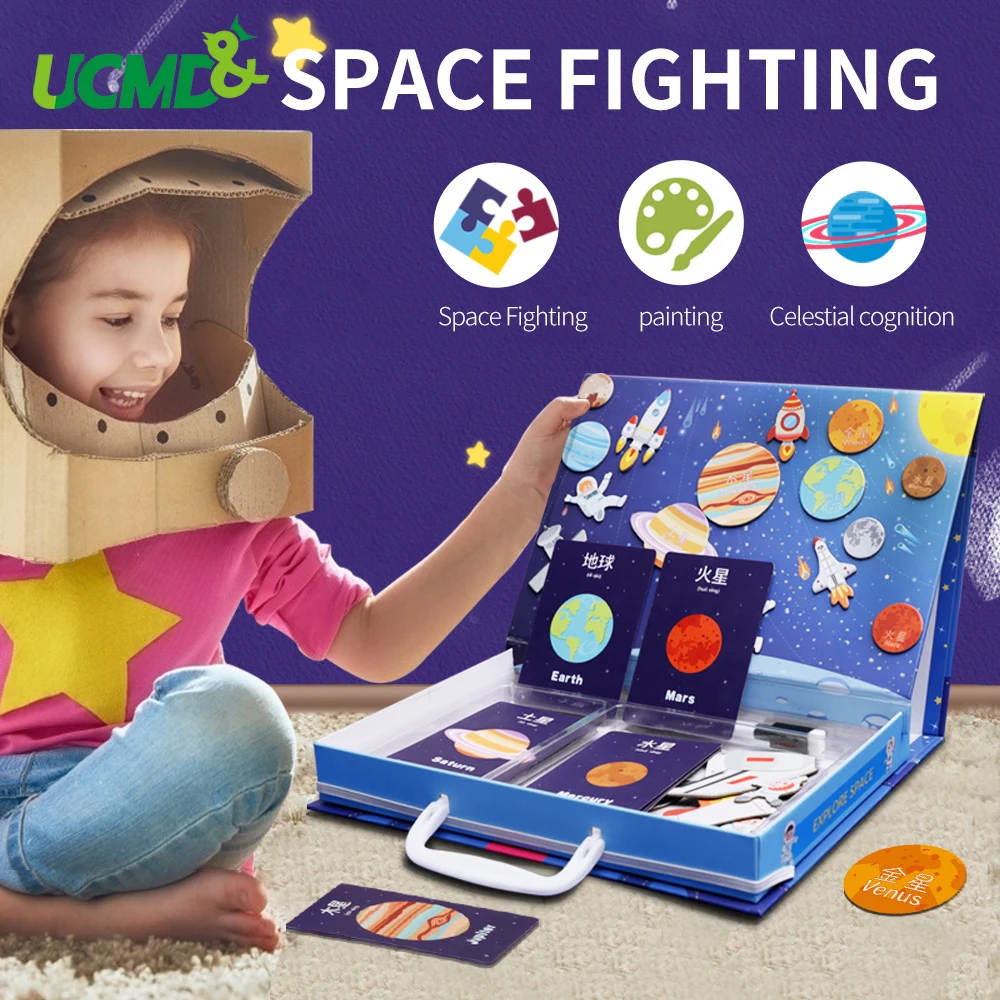 

Montessori Educational Puzzle Toys Exploring Space Magnet Puzzle Solar System Planet Science Coginition Puzzle For Baby Kids
