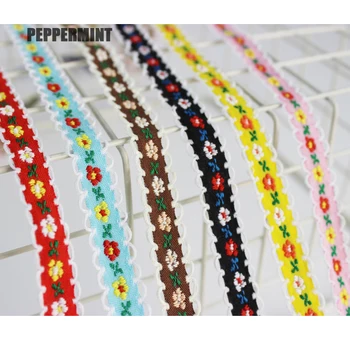 

2 Yards Flowers Ribbon 12mm Colorful Applique Embroidery Trim for Clothes Sewing Accessories decoration Lace