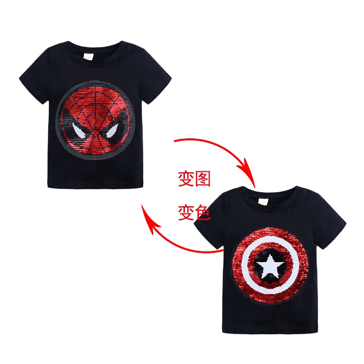 1 pcs Magic Sequin T Футболки для мальчиков; футболки для девочек; Двусторонняя Футболка с волшебными пайетками; летняя детская повседневная хлопковая футболка; одежда; топы для детей; футболка в подарок - Цвет: 1 pcs Magic Sequin T