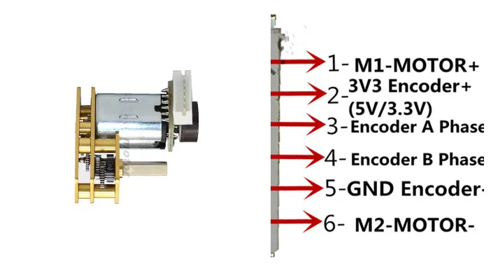 GM1024-N20 ABHL DC 6v 3v редуктор Мотор Холла энкодер инвертирующий Тип для робота