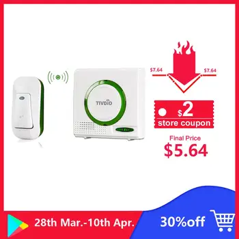 

Wireless Doorbell Battery Chime Kit Remote Button Door bell with Receiver LED Indicator F9508
