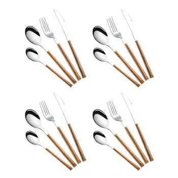 

16-Piece Silverware Cutlery Set, Stainless Steel Cutlery for 4 People, Including Knife/Fork/Spoon