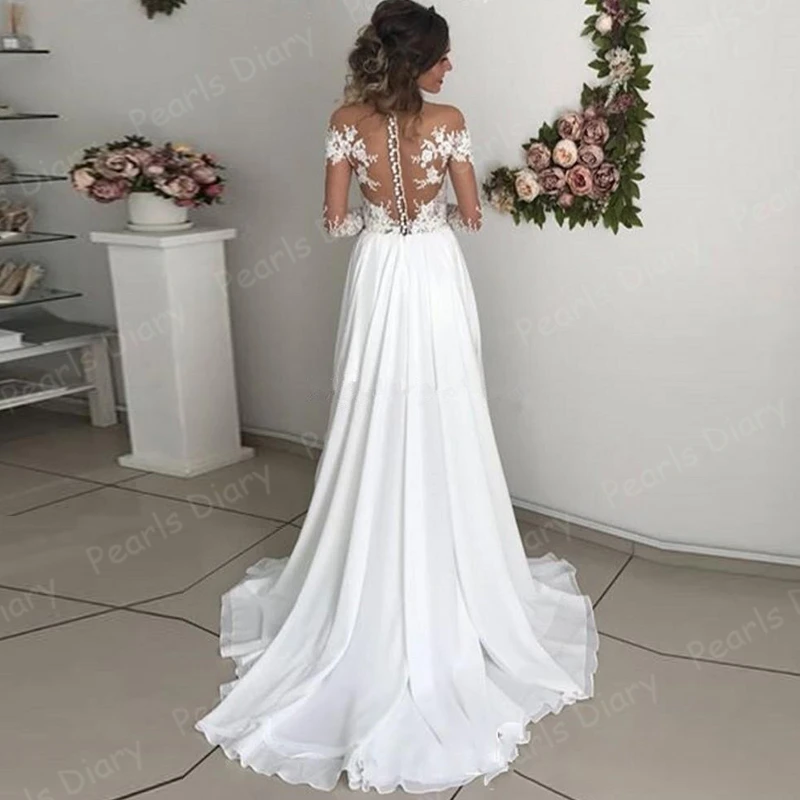 Long-Sleeves-Boho-Wedding-Dresses-Sheer-Neck-Appliques-Chiffon-Side-Slit-Bridal-Dresses-Sexy-Beach-Bohemian (1)
