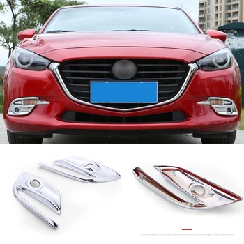 

CEYUSOT for Mazda 3 fog lamp frame decoration 2017 2018 Chrome ABS Front Fog Lamp Frame cover trim Mazda3 M3 trim strip 2pieces