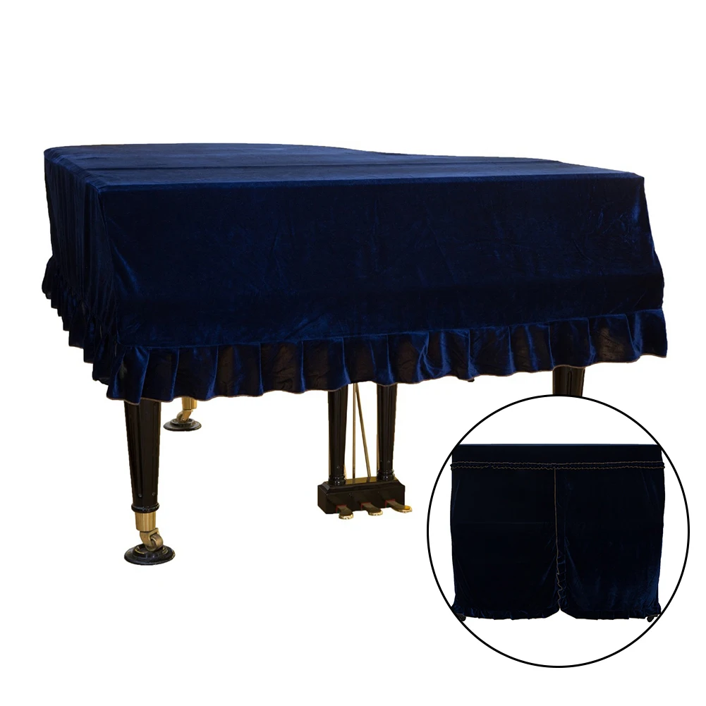 Домашний Macrame Золотой Бархат Окаймленный грязеотталкивающий украшенный чехол для пианино Мягкий треугольник пылезащитный моющийся против царапин защитный - Цвет: Синий