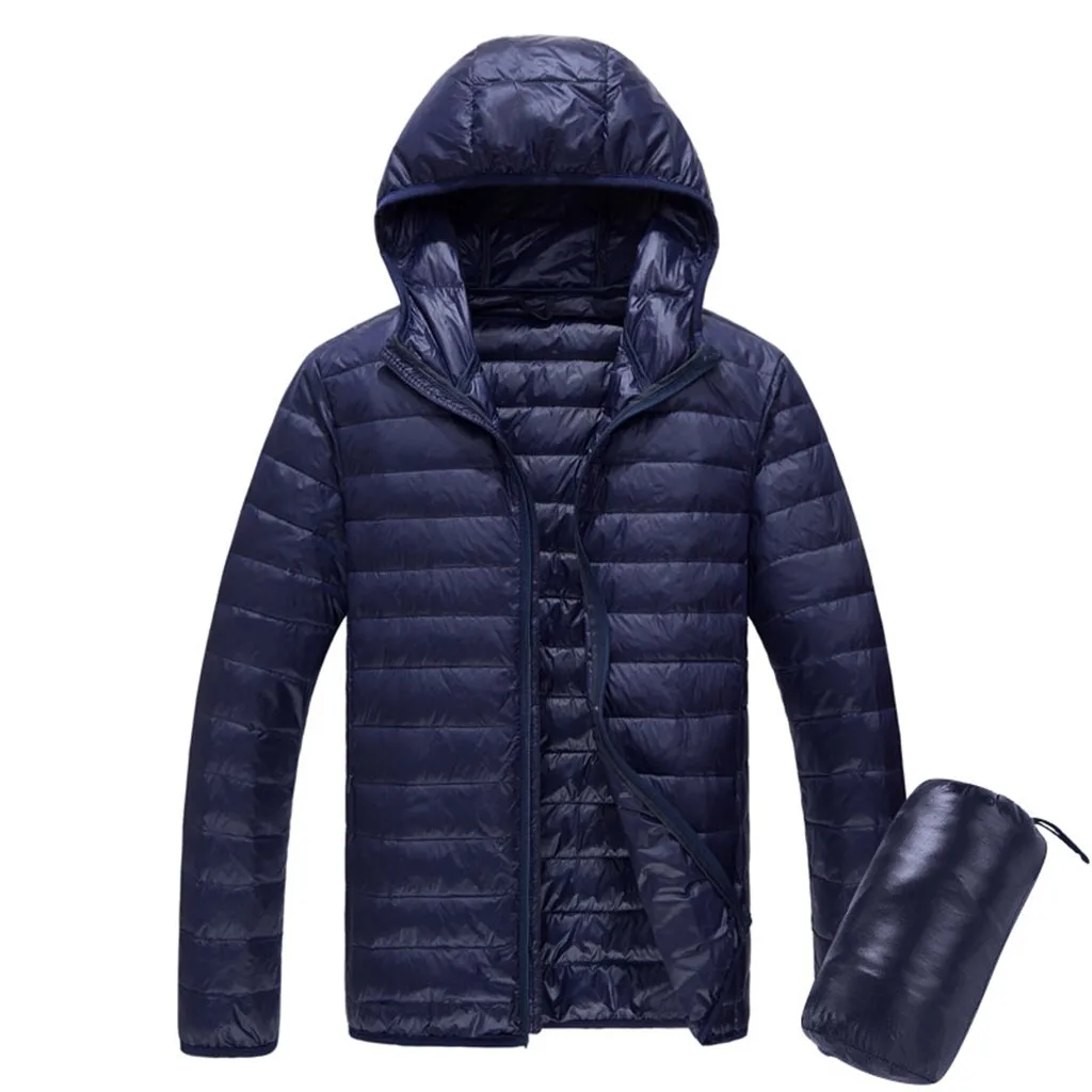 Мужская модная куртка мужская chaqueta hombre мужская повседневная ультра-светильник с длинными рукавами однотонное теплое пальто с капюшоном