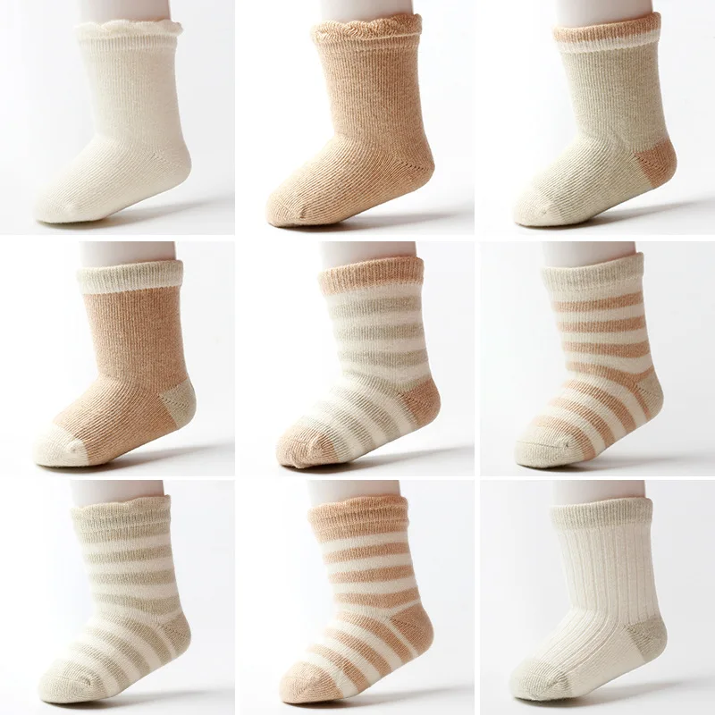 

Spring And Autumn New Style Natural Organic Colored Cotton Babies' Socks 0-6 Month Newborns Boneless Sew Baby Relent Socks