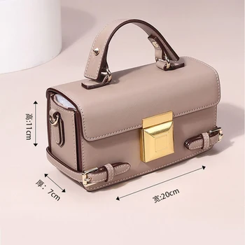 

Women's Leather Bag 2021 Fashion Box Small Square Bag Luxury Sesign Versatile Women's Hand-held Shoulder Bag and Purse
