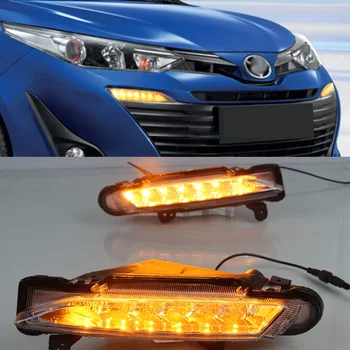 

Car Flashing 1 Set DRL For Toyota Yaris 2017 2018 LED DRL Daytime Running Light Fog Lamp 12V YellowWhite Running lights