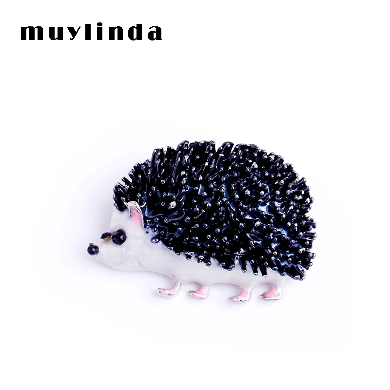 Черная эмалированная заколки с животными Muylinda металлические броши-ежики модная