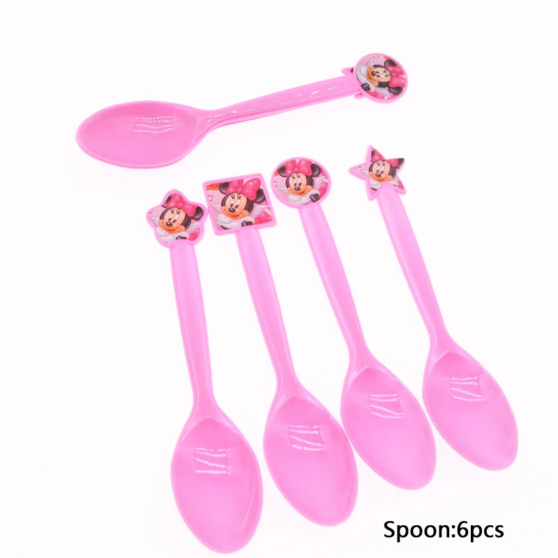 spoon Детские товары для дня рождения, тематический комплект с рисунком Минни Маус, комплект с платьем на день рождения и Рождество - Цвет: spoon