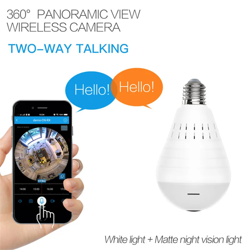 

QZT Secret Light Bulb Camera Infrared Night Vision Mini Camera IP WIFI Micro Mini Camcorders Wireless 360° Bulb Camera Invisible