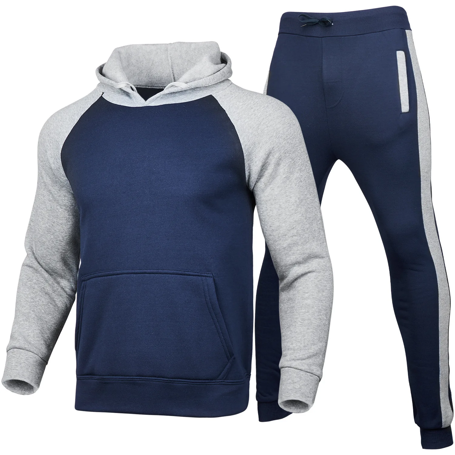 Men Women Patchwork Hoodies+Pants Sets Tracksuit Students Running Fitness Sportswear Casual Pullover Sweat Suits Couples Outwear