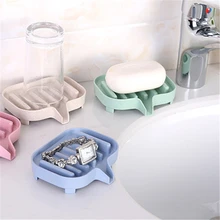 10PCS Multi-functional Portable Wheat straw Material Soap Dish Shower Case Holder Container Storage Box Drainable soap box 