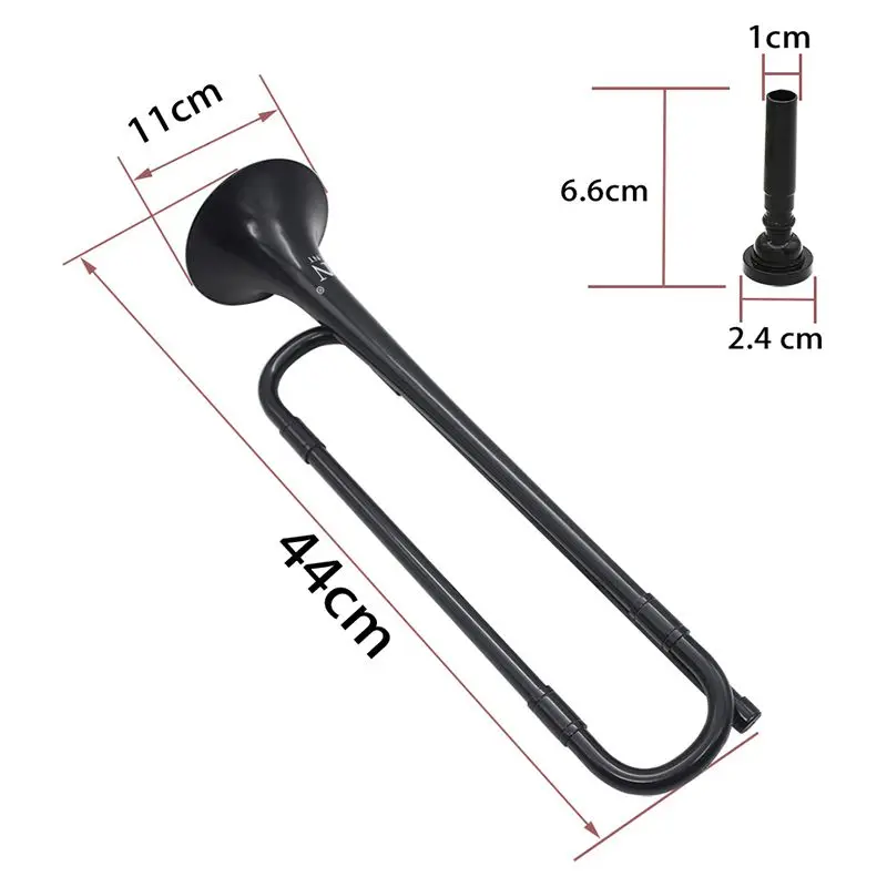 B плоский Стеклярус кавалерия труба экологически чистый пластик с мундштуком для группы школьника черный цвет