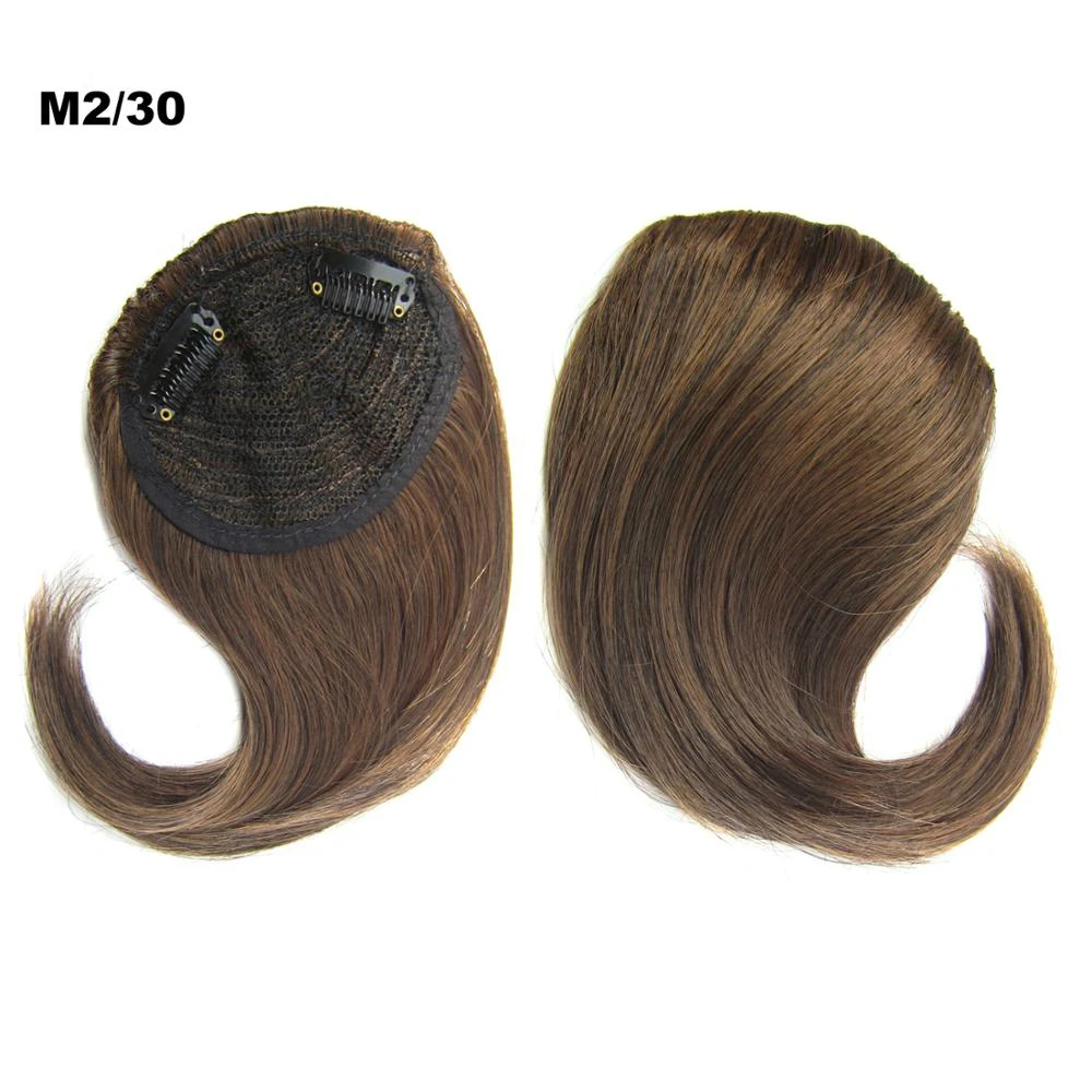 Similler Clip in Hair Bangs Fringe Hair Extensions Dark Brown Synthetic Hairpiece For Women High Temperature Fiber - Цвет: M230