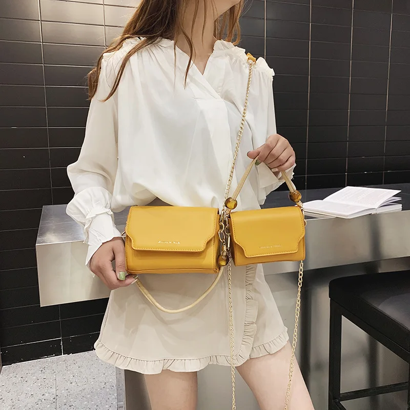 

2019 new amber beads Buddha small square bag shoulder slung women's bag