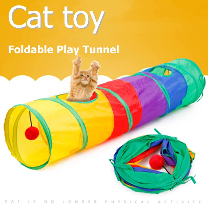 

Colorful Tunnel Brown Foldable Funny Pet Cat Cave Tunnel Cat Play 2 Holes Cat Tunnel Kitten Toy Bulk Toys Rabbit Tunnel
