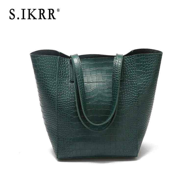 

S.IKRR Retro Brand Handbags Designer Crossbody Bags For Women 2019 Large Capacity Crocodile Ladies Shoulder Messenger Bags Purse