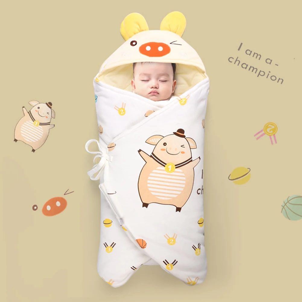 93x75CM Спальный мешок для новорожденного ребенка с мультипликационным принтом; уплотненный мешок; муфта для ног; коляска; конверт; кровать для младенцев; обернутые Детские зимние спальные мешки; супер - Цвет: 93x75CM