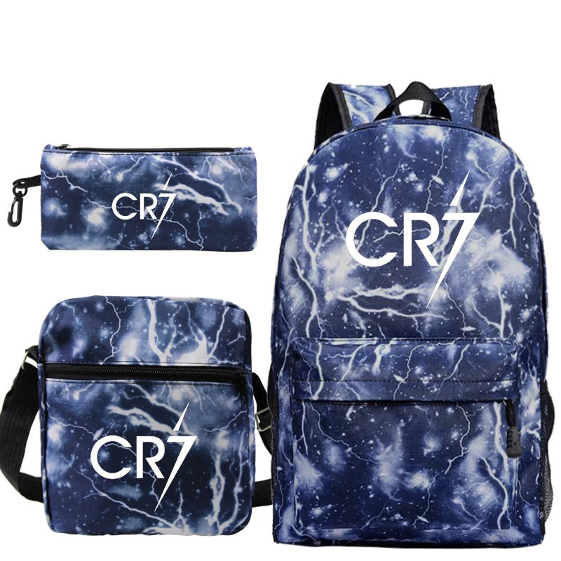 3pcs/set Cristiano Ronaldo CR7 Backpack Sport Knapsack for Boy Girl Laptop Men Women Teens Travel School Rucksack Shoulder Bags | Багаж и